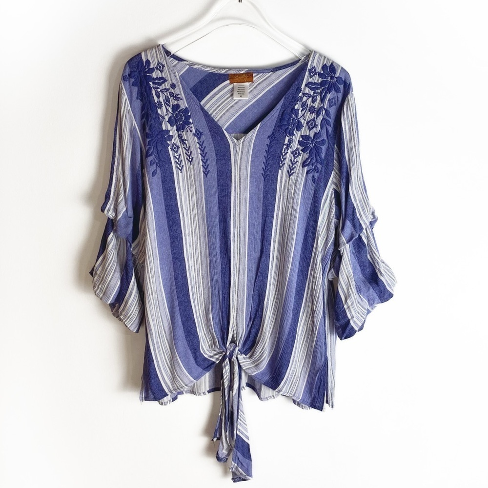 SCULLY Western 3/4 sleeve length Embroidery Blouse Womens size XL